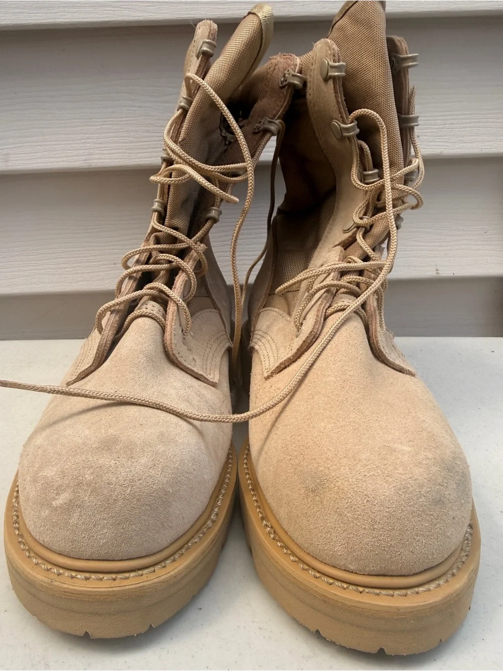 Vibram PT 8430 UFCW Sz 7 W Lace Up Military Boots Steel Toe Tan Hot Weather NEW